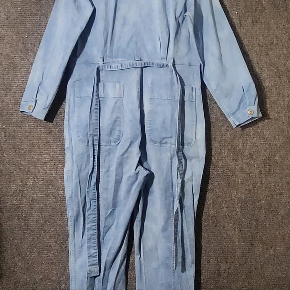 ALEX MILL Indigo Dyed Expedition Linen Cotton Blend Jumpsuit Size L - Picture 10 of 16